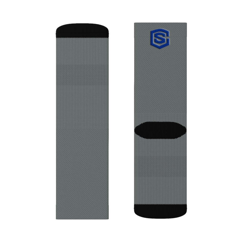 Dark Grey Sublimation Socks Blue Logo