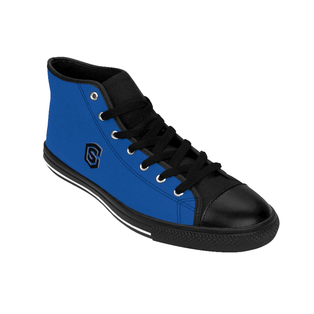 blue Men's High-top Sneakers - black logo