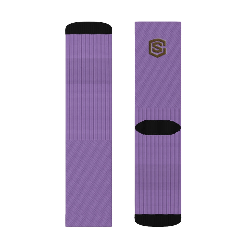 Purple Sublimation Socks Brown Logo