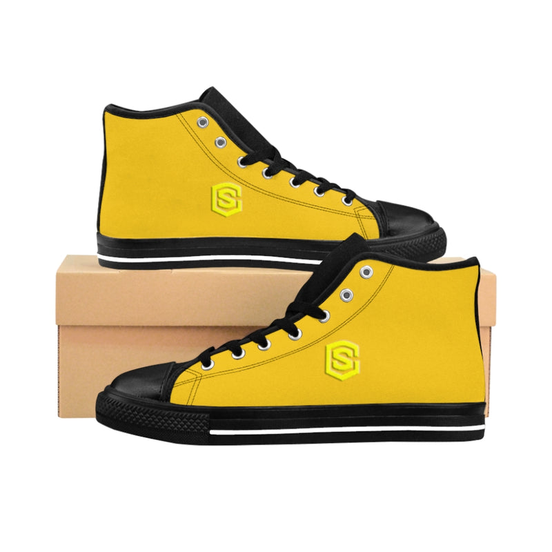 yellow Men's High-top Sneakers - yellow logo