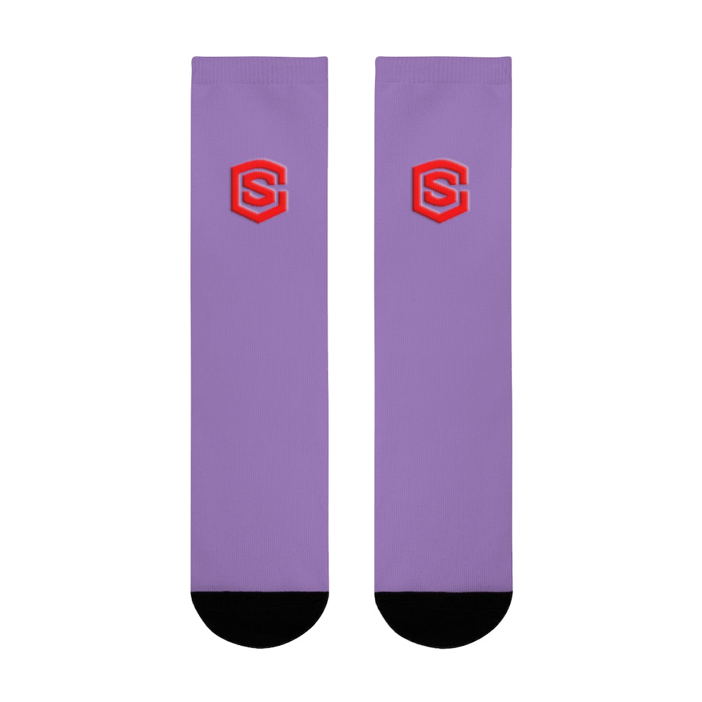 Purple Sublimation Crew Socks (EU) Red Logo