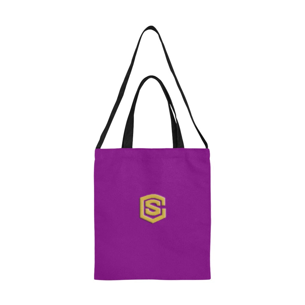 Purple All Over Print Canvas Tote Bag With Gold Logo All Over Print Canvas Tote Bag(Model1698)(Medium)