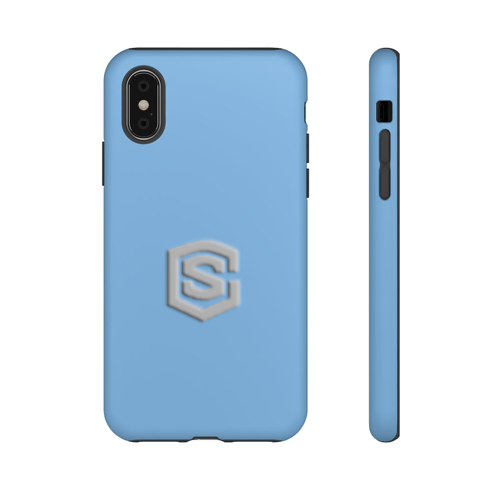 Blue Tough Cases Silver Logo