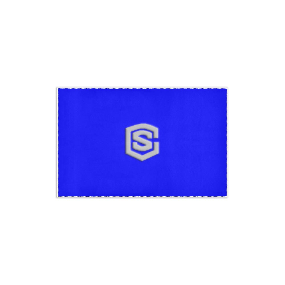 Blue Area Rug 2.6' x 1.7' with Silver Logo Area Rug 2.6' x 1.7'