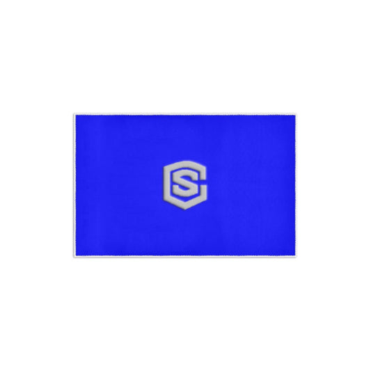 Blue Area Rug 2.6' x 1.7' with Silver Logo Area Rug 2.6' x 1.7'