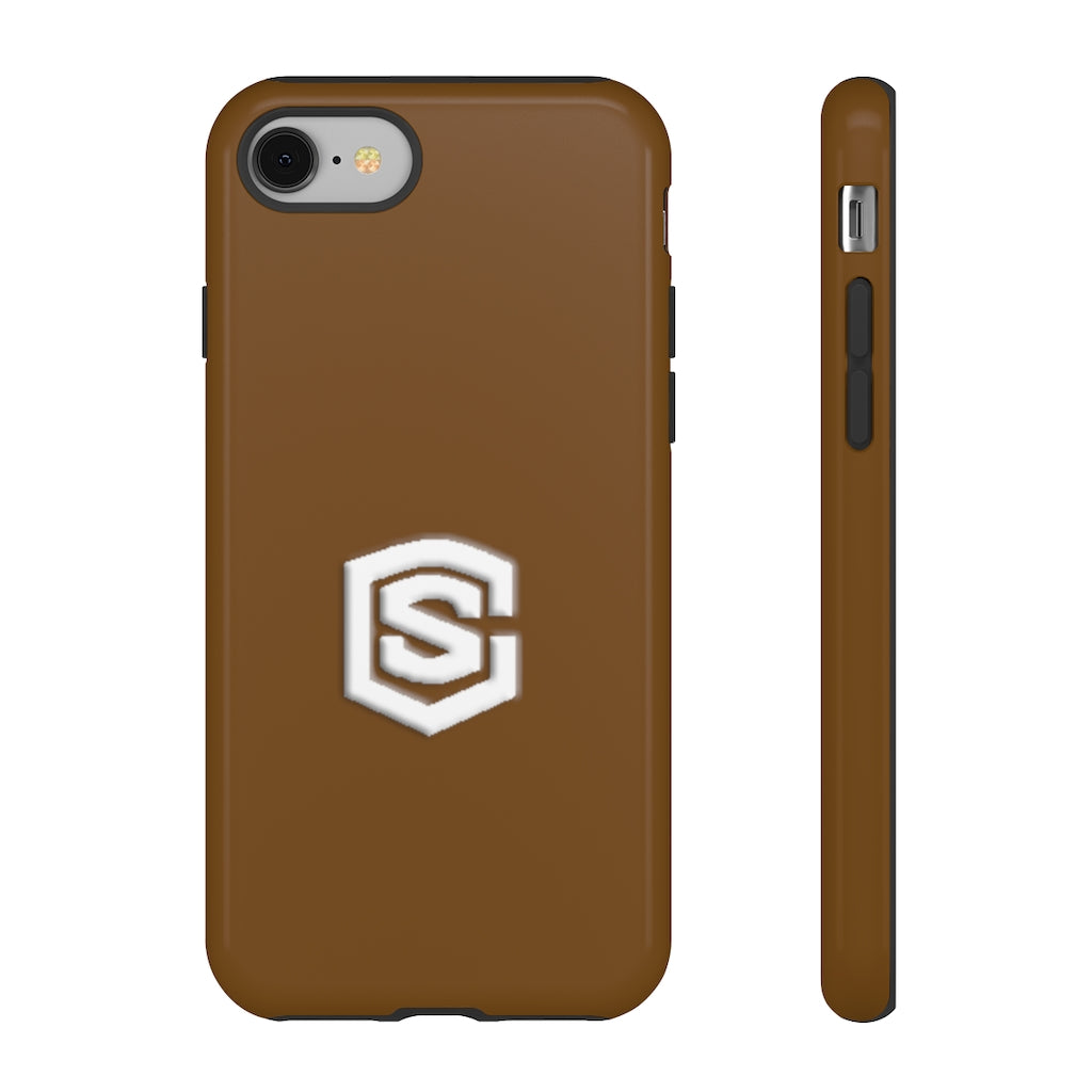 Brown Tough Cases White Logo