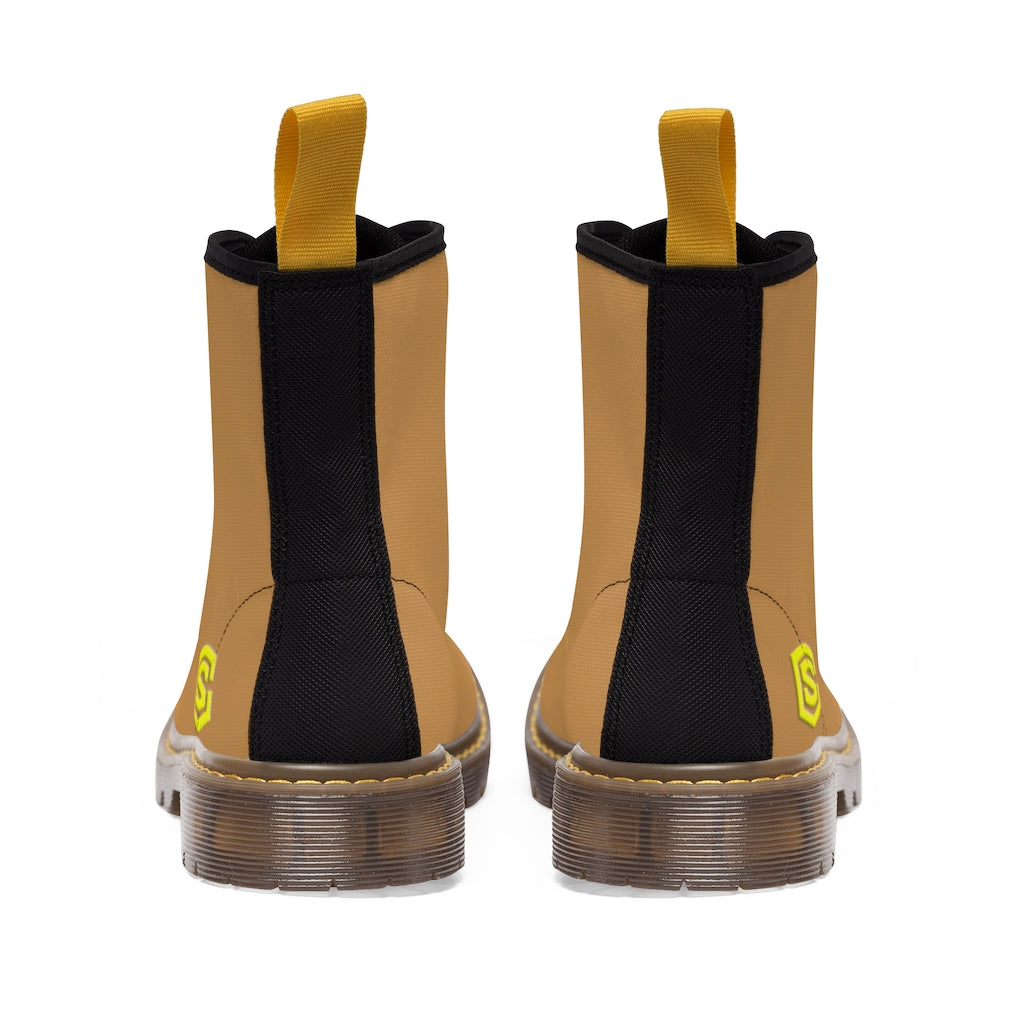 Brown Men's Canvas Boots Yellow Logo