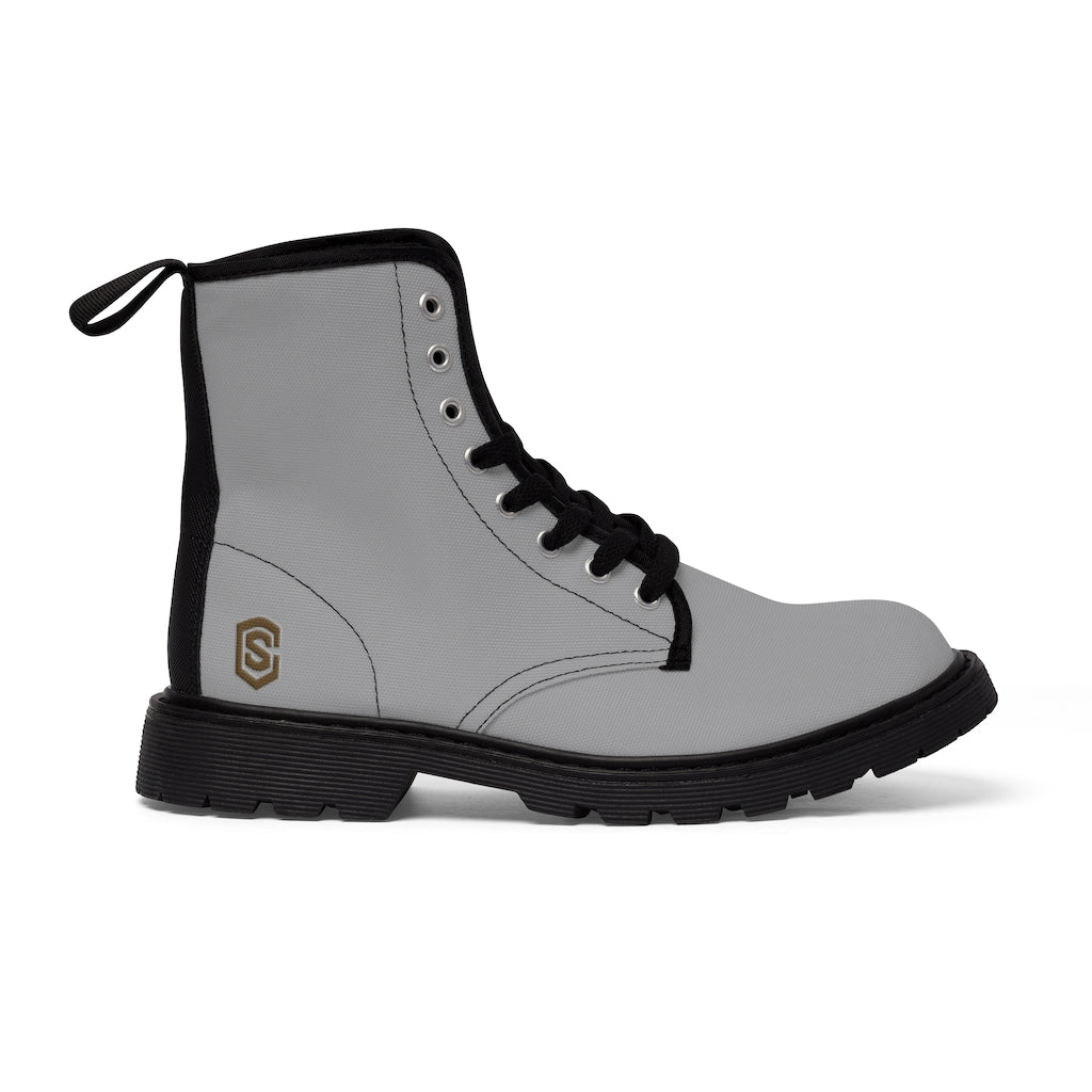 Grey Men's Canvas Boots Brown Logo