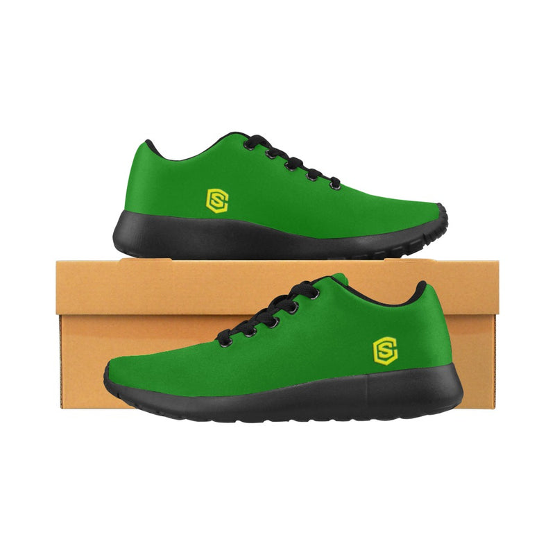 GREEN  KID SNEAKER WITH YELLOW LOGO Kid's Sneakers (Little Kid / Big Kid) (Model020)