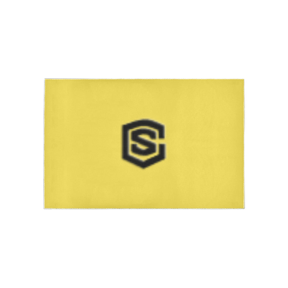 Yellow Area Rug Black Logo Area Rug 5' x 3.2'