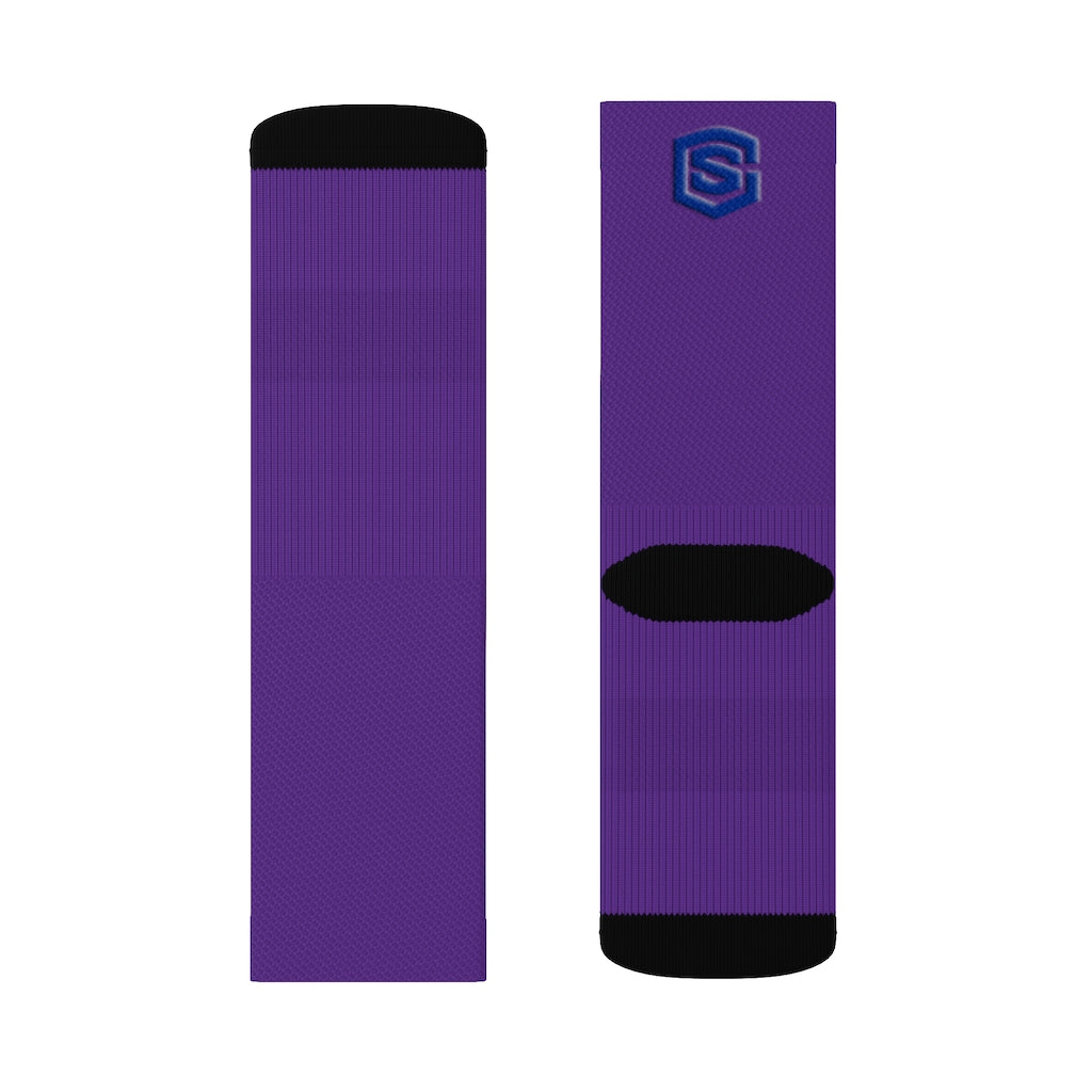 Purple Sublimation Socks Blue Logo