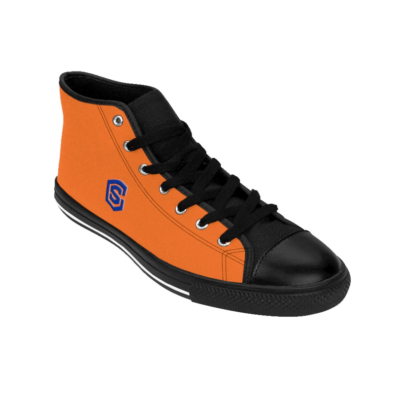 orange Men's High-top Sneakers - blue logo