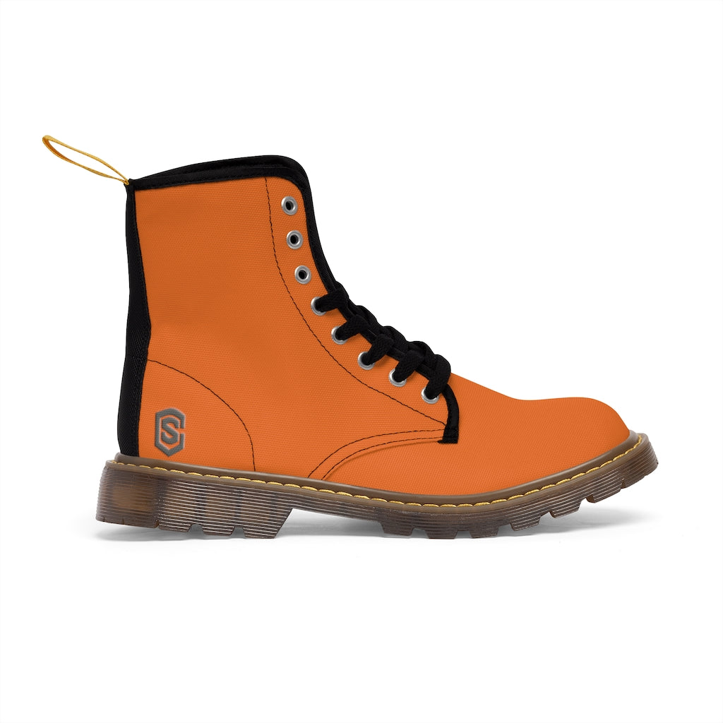Orange Men's Canvas Boots Silver Logo