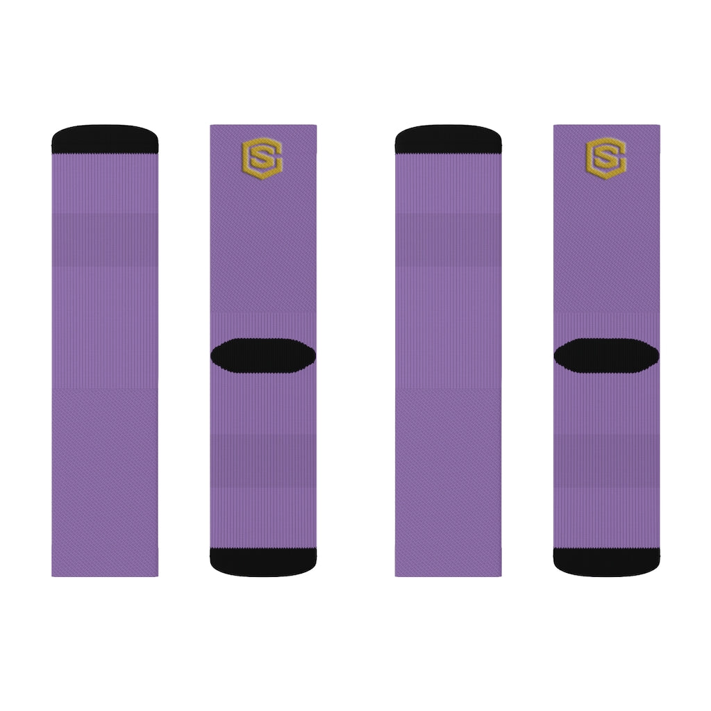 Purple Sublimation Socks Gold Logo
