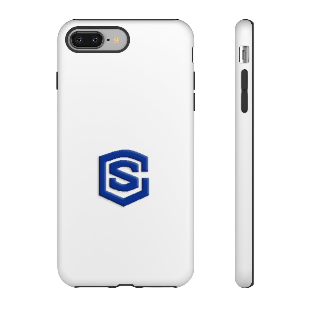 White Tough Cases Blue Logo