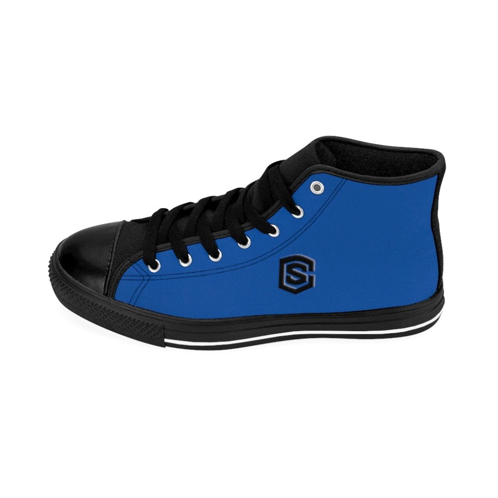 blue Men's High-top Sneakers - black logo