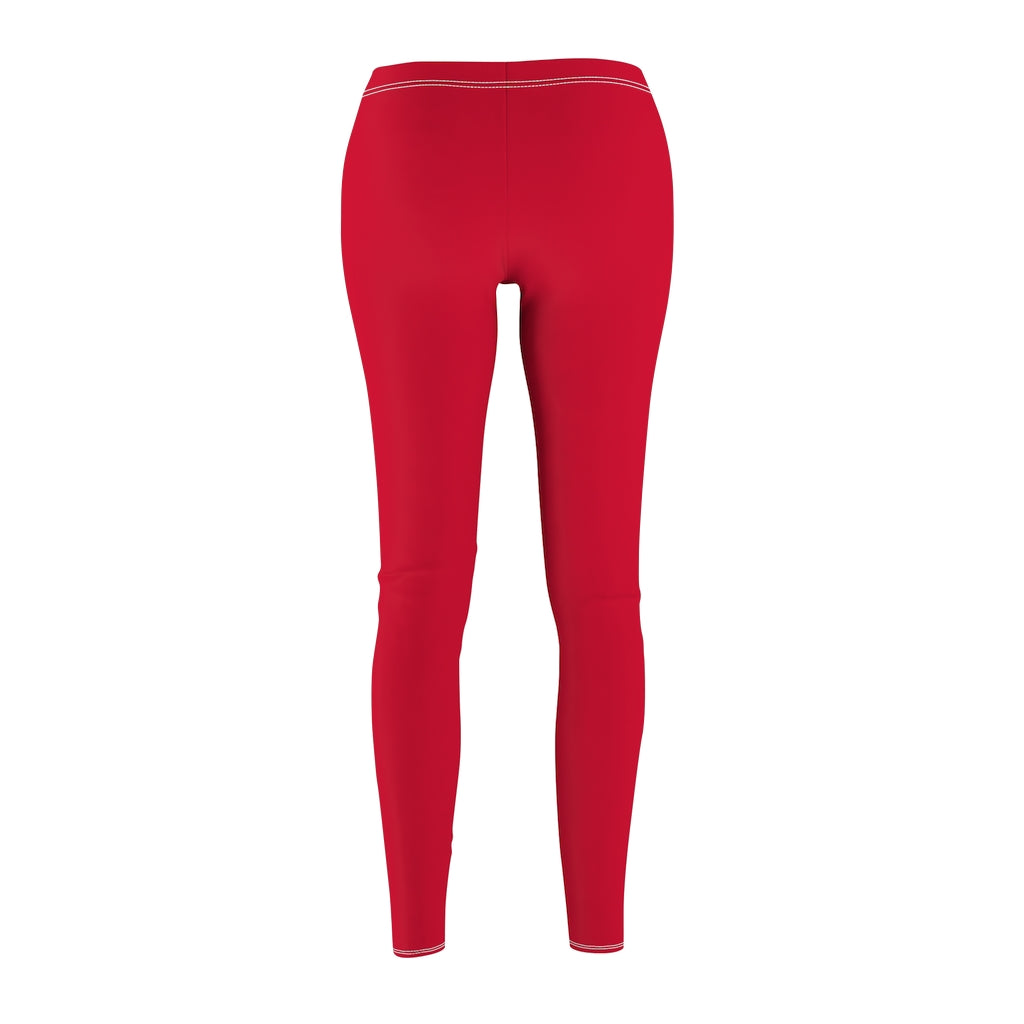 Red Women's Cut & Sew Casual Leggings Silver logo