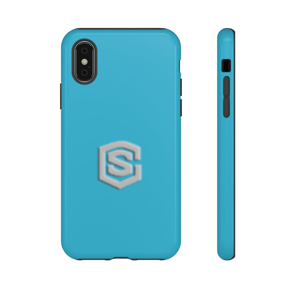 Blue Tough Cases Silver Logo