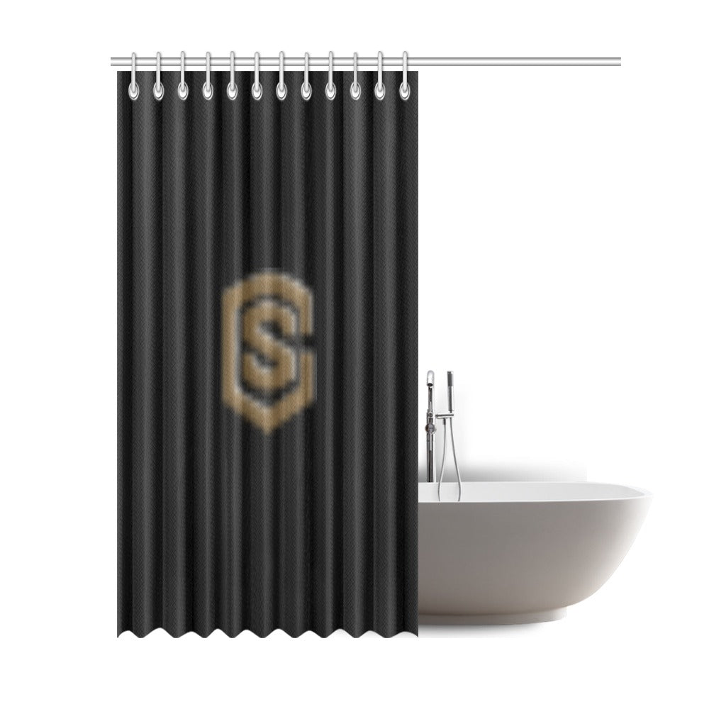 Black Shower Curtain 69"x84" with Brown Logo Shower Curtain 69"x84"