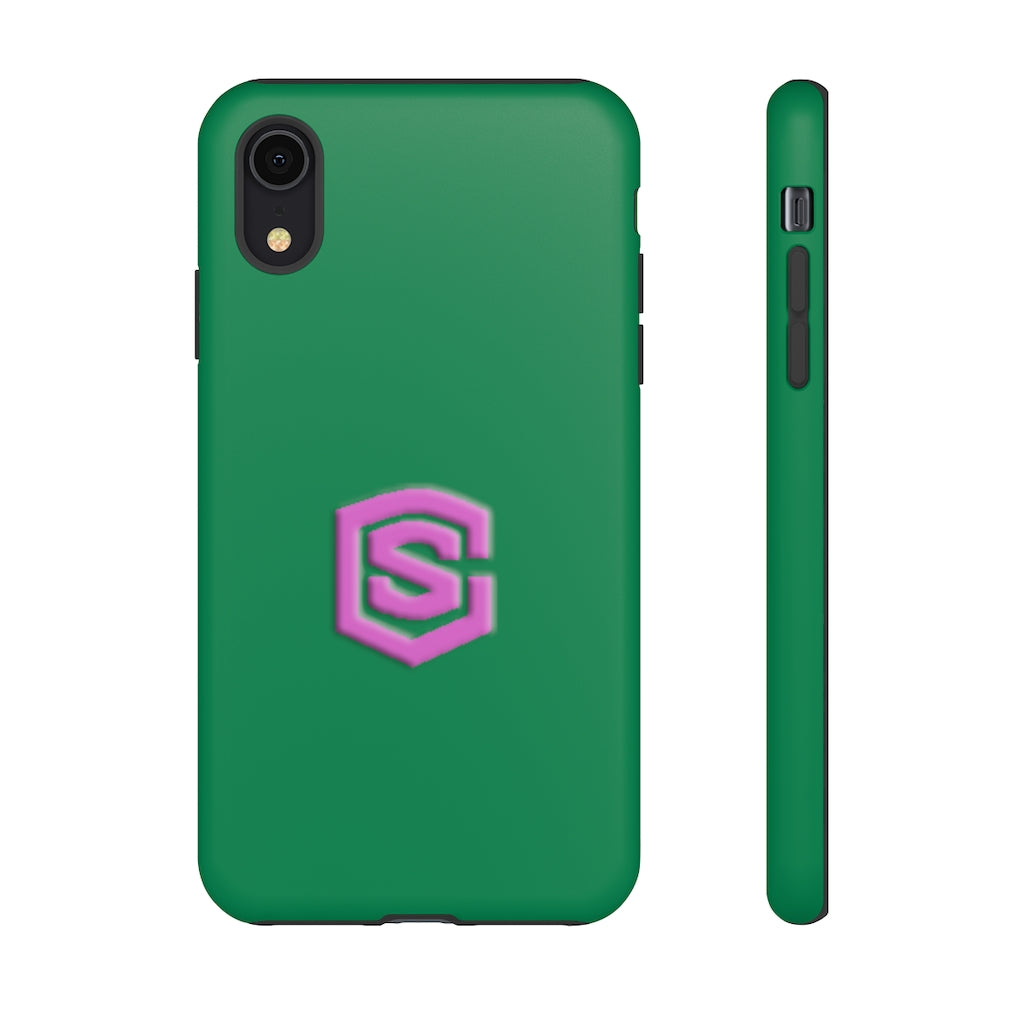 Green Tough Cases Pink Logo