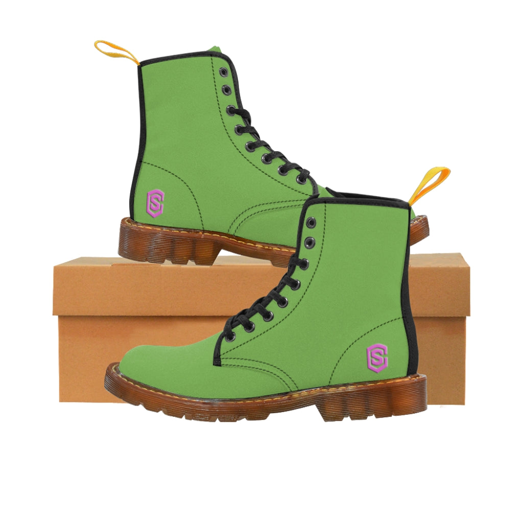 Green Men's Canvas Boots Violet Logo