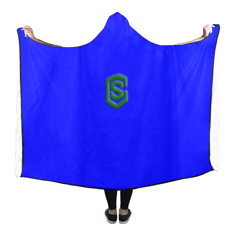 Blue Hooded Blanket 80"x56" with Green Logo Hooded Blanket 80"x56"