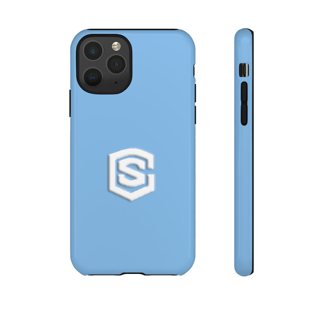 Light Blue Tough Cases White Logo