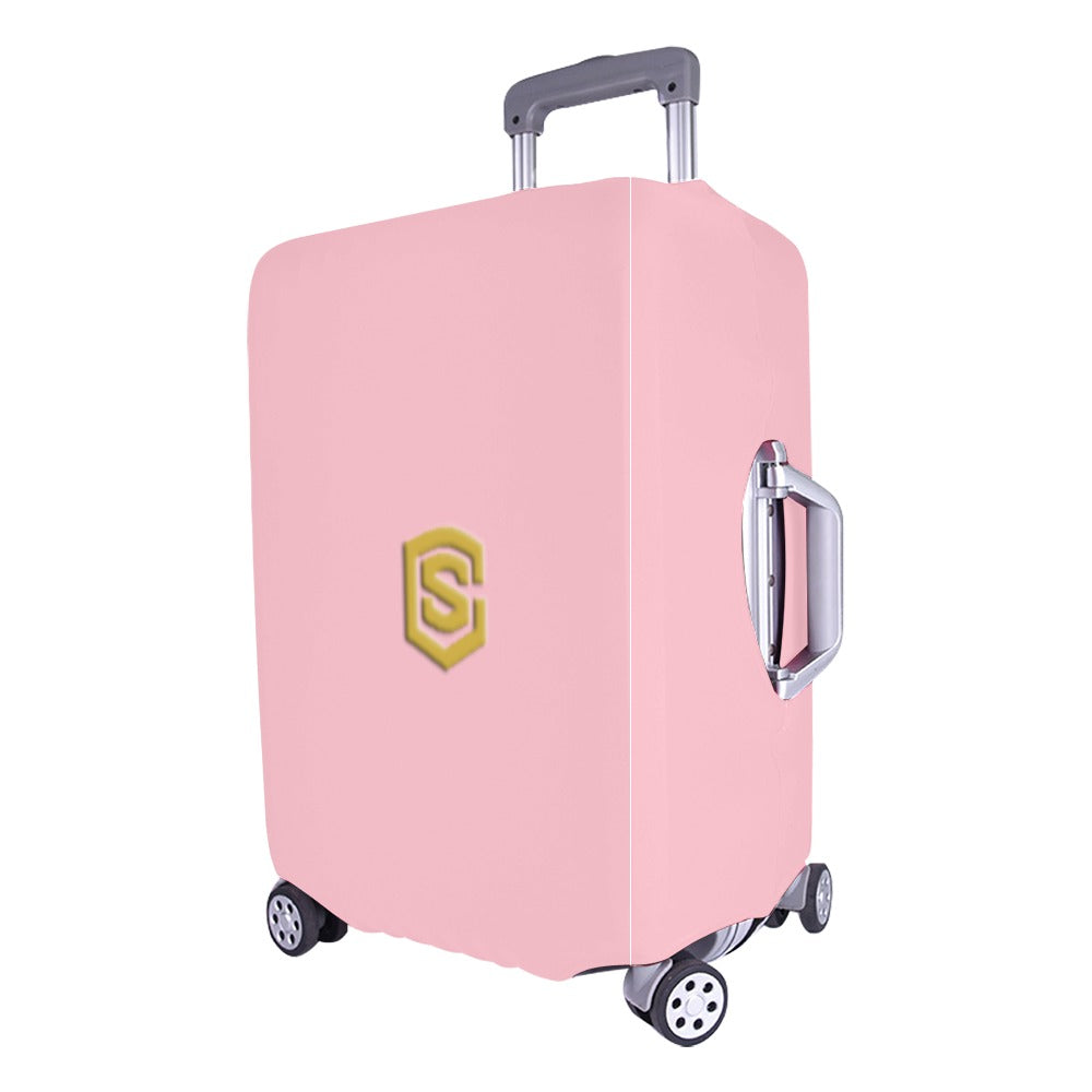 PINK LUGGAGE COVER WITH GOLD LOGO Luggage Cover (Large Size) (26"-28")