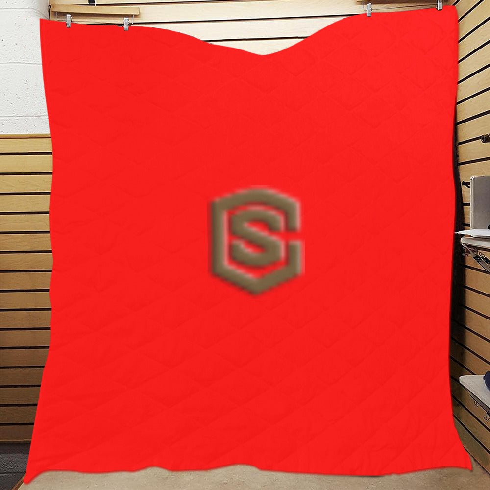 Red Custom Quilt with Brown Logo Custom Quilt  70" x 80"