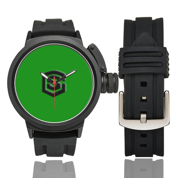 GREEN MEN SPORT WATCH BLACK LOGO Men's Sport Watch (Model 309)