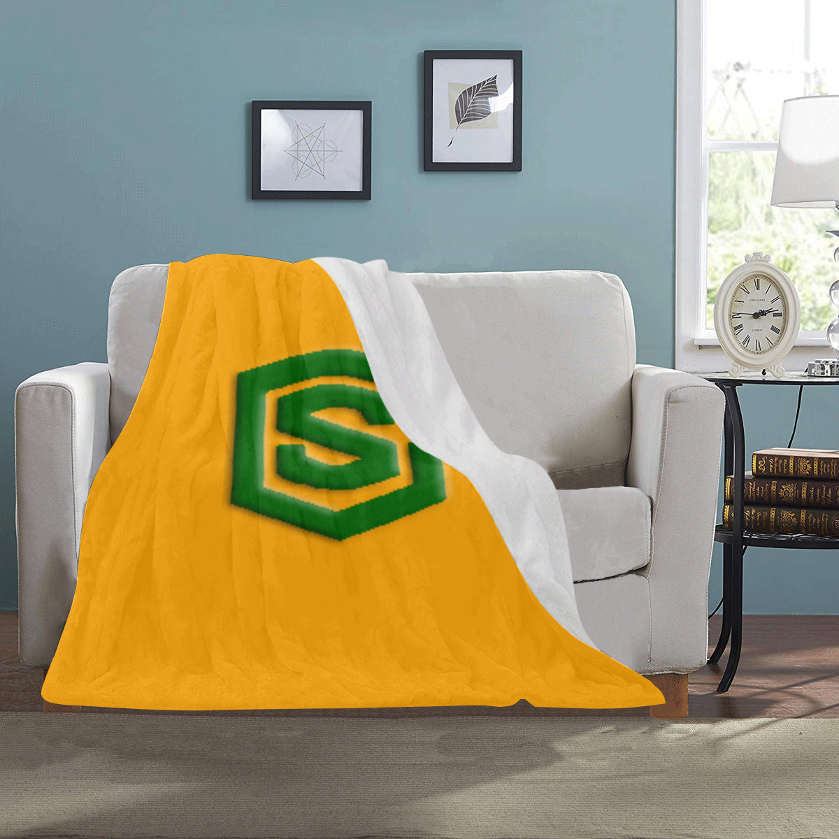 Orange Ultra-Soft Micro Fleece Blanket with Green Logo Ultra-Soft Micro Fleece Blanket 30"x40"