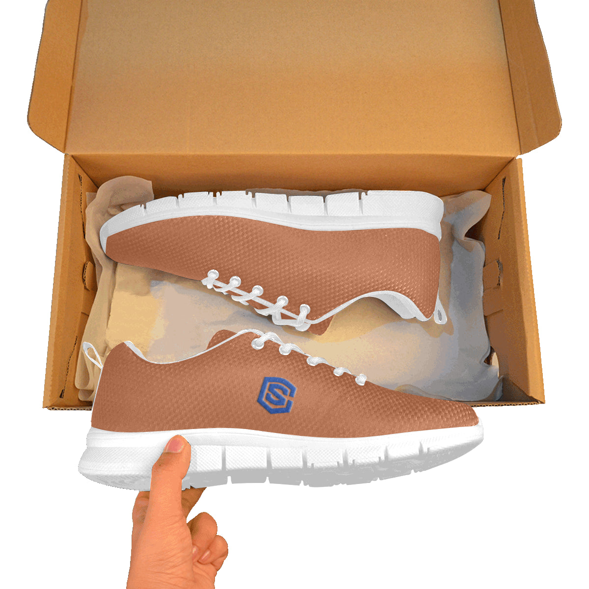 blue logo Women's Breathable Running Shoes (Model 055)