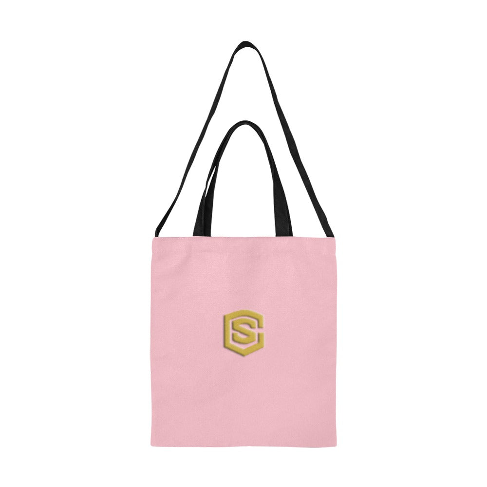 Pink All Over Print Canvas Tote Bag With Gold Logo All Over Print Canvas Tote Bag(Model1698)(Medium)
