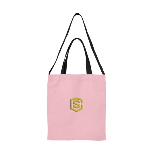 Pink All Over Print Canvas Tote Bag With Gold Logo All Over Print Canvas Tote Bag(Model1698)(Medium)