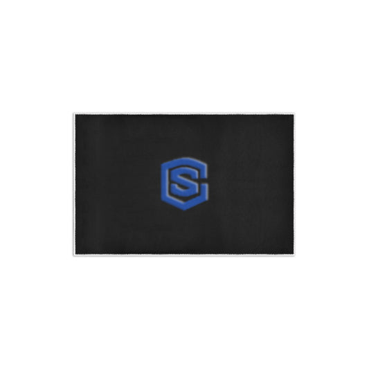 Black Area Rug 2.6' x 1.7' with Blue Logo Area Rug 2.6' x 1.7'