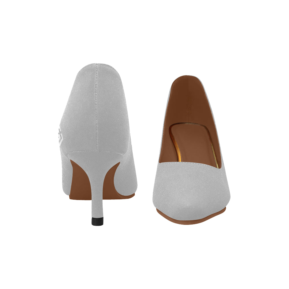 white logo Women's Pointed Toe Low Heel Pumps (Model 053)