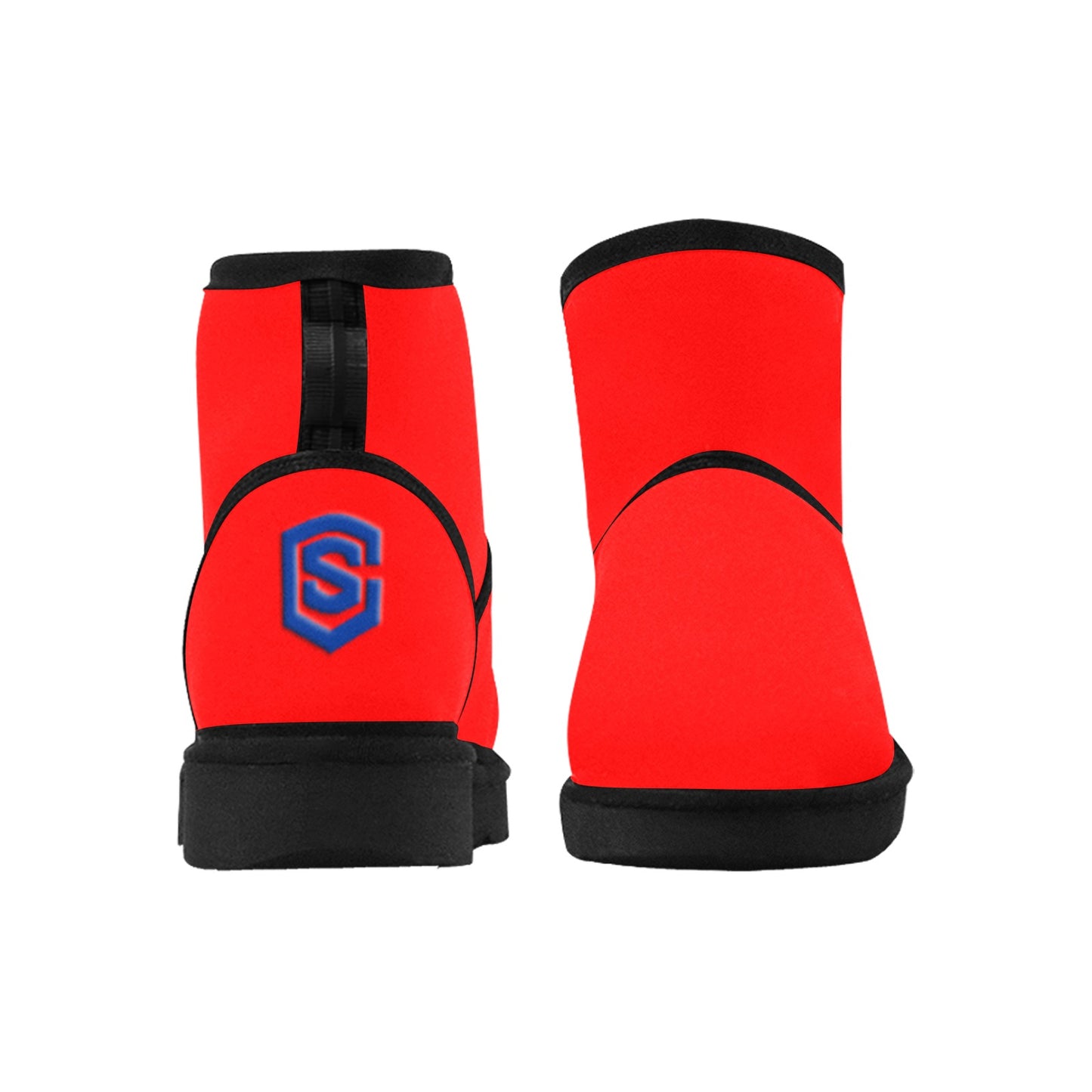 RED Low Top Men's Snow Boots WITH BLUE LOGO Low Top Men's Snow Boots (Model 049)