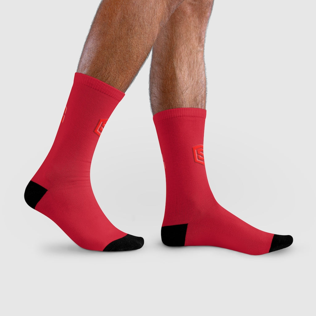 Red Sublimation Crew Socks (EU) Red Logo
