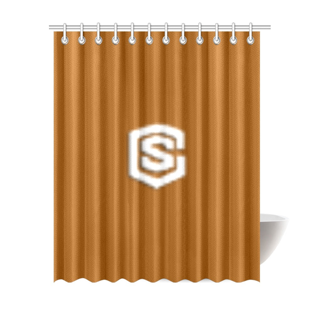 Brown Shower Curtain 69"x84" with White Logo Shower Curtain 69"x84"