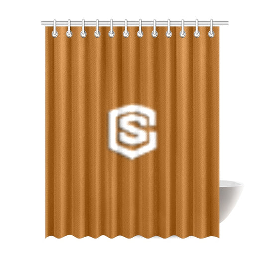 Brown Shower Curtain 69"x84" with White Logo Shower Curtain 69"x84"