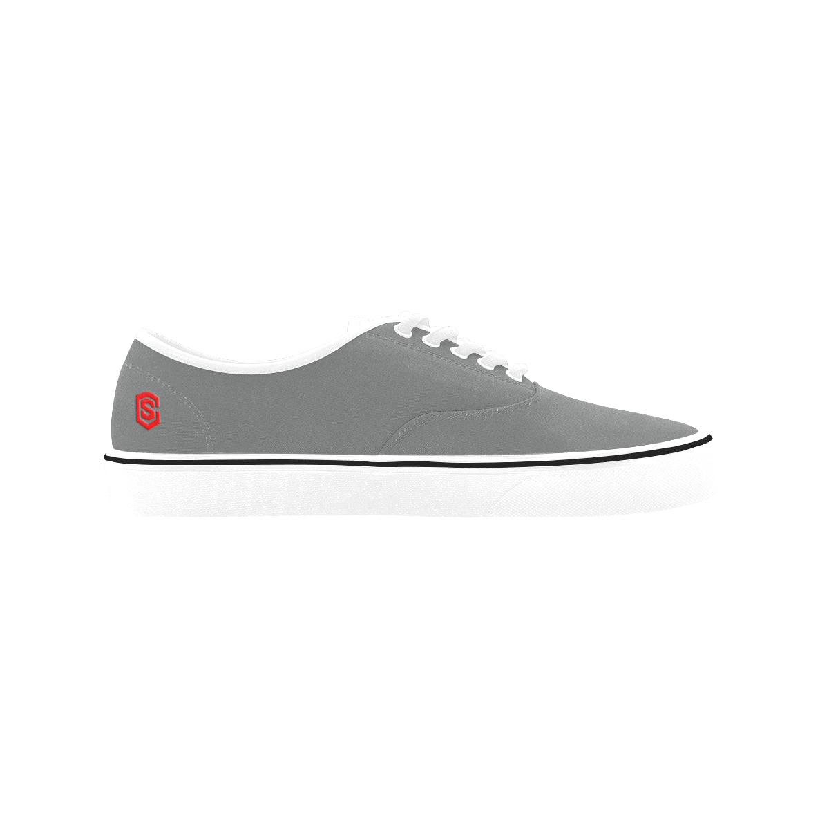 red logo Classic Women's Canvas Low Top Shoes (Model E001-4)