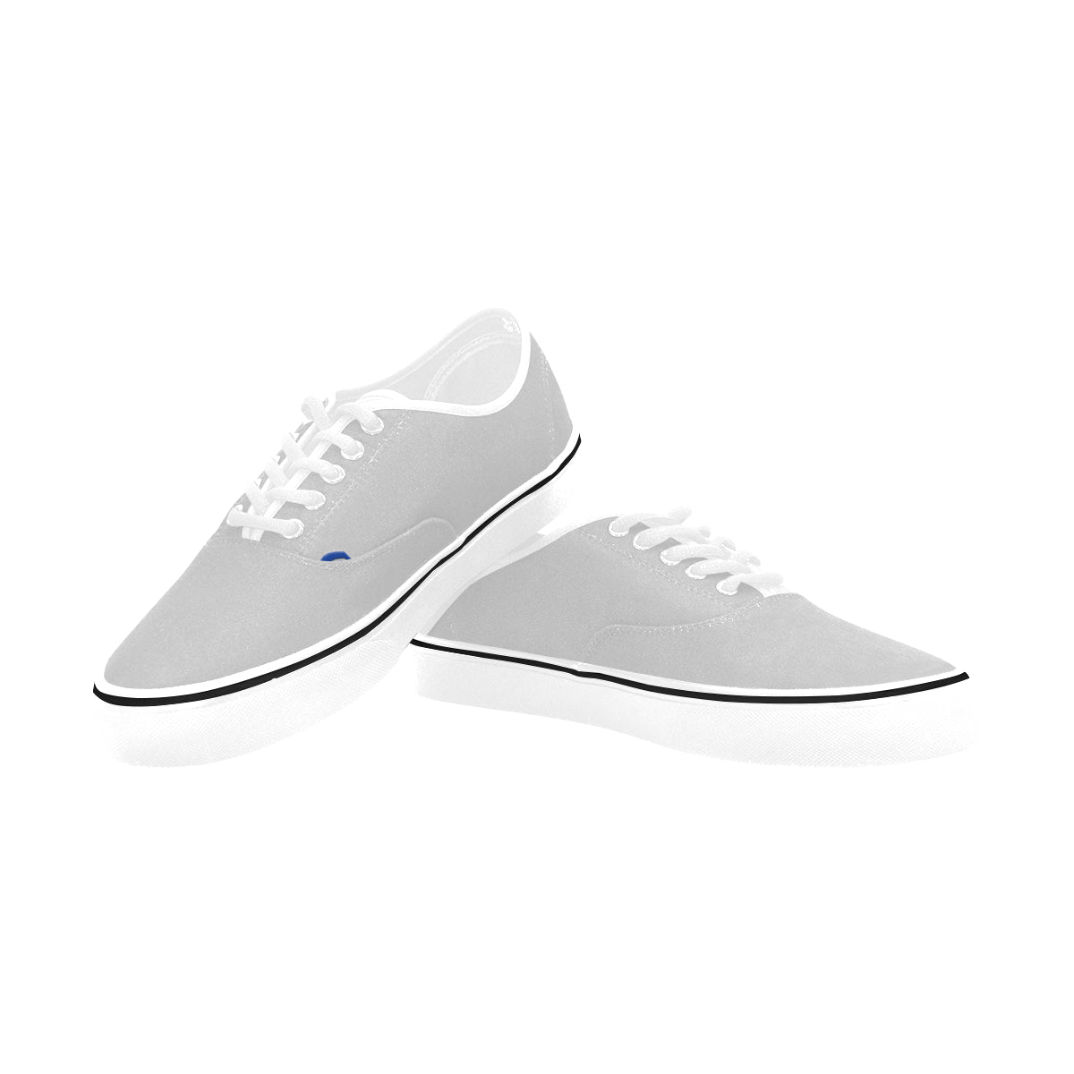 blue logo Classic Women's Canvas Low Top Shoes (Model E001-4)