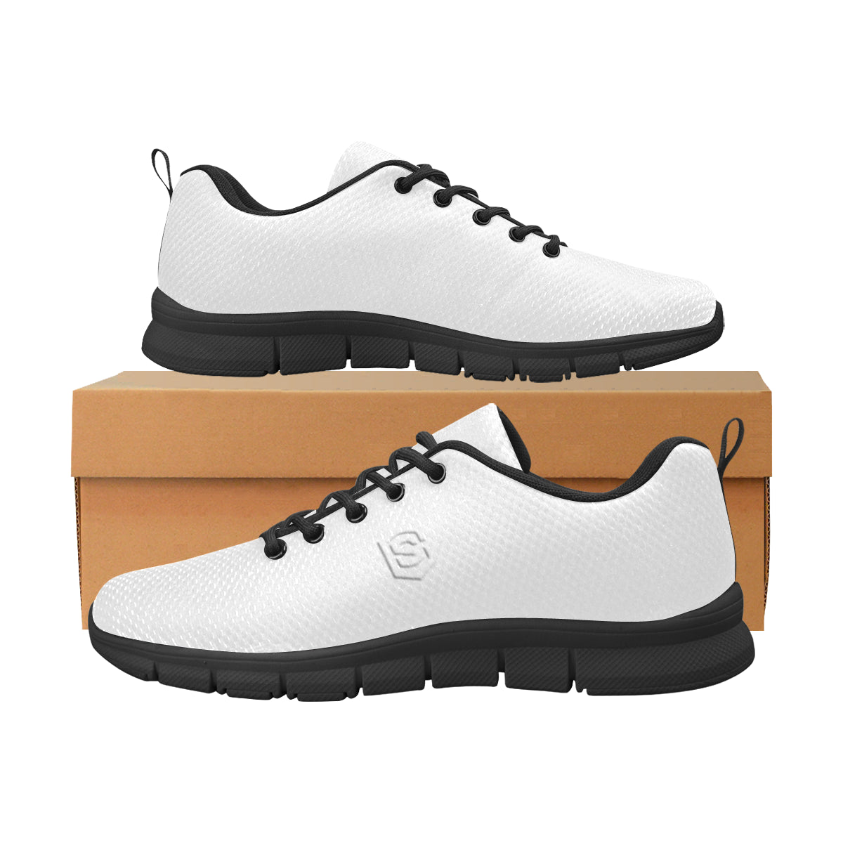 white logo Men's Breathable Running Shoes (Model 055)