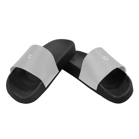 white logo Women's Slide Sandals (Model 057)