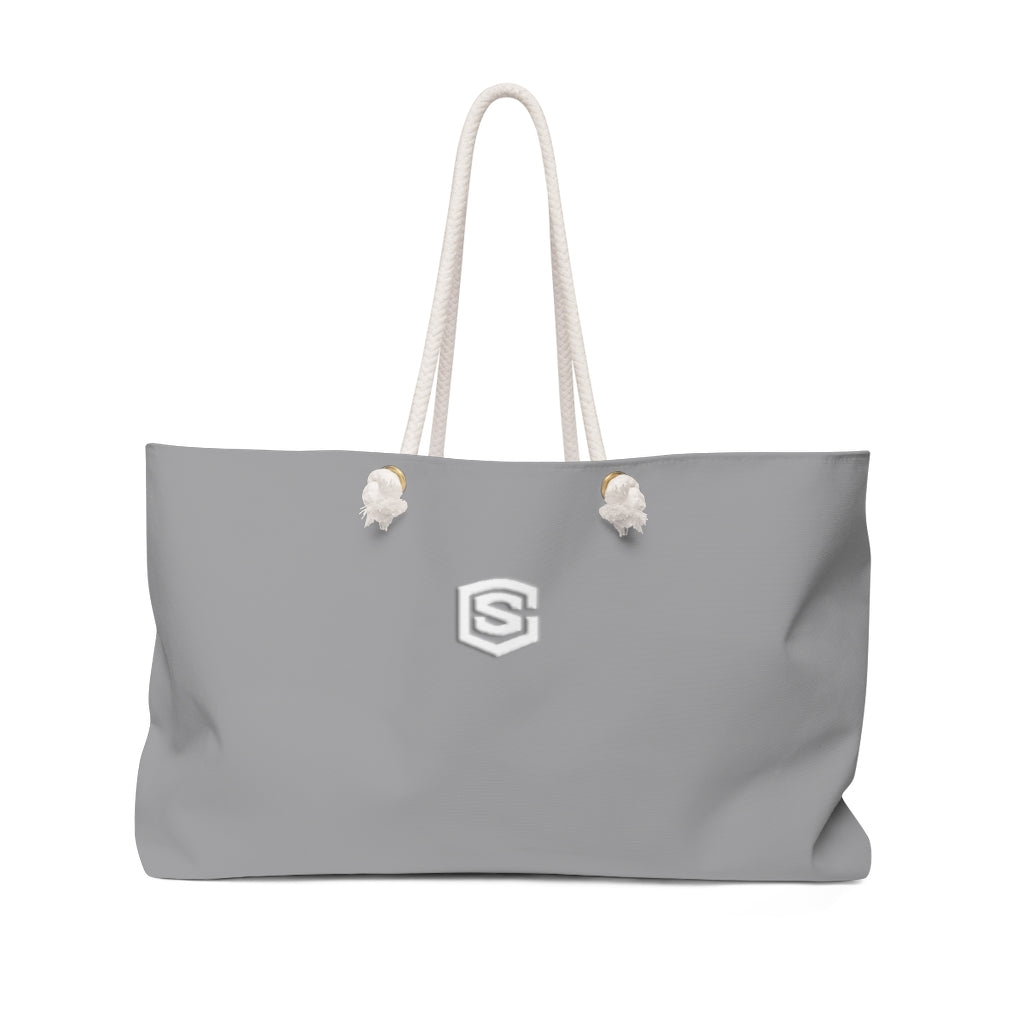 Grey Weekender Bag White Logo
