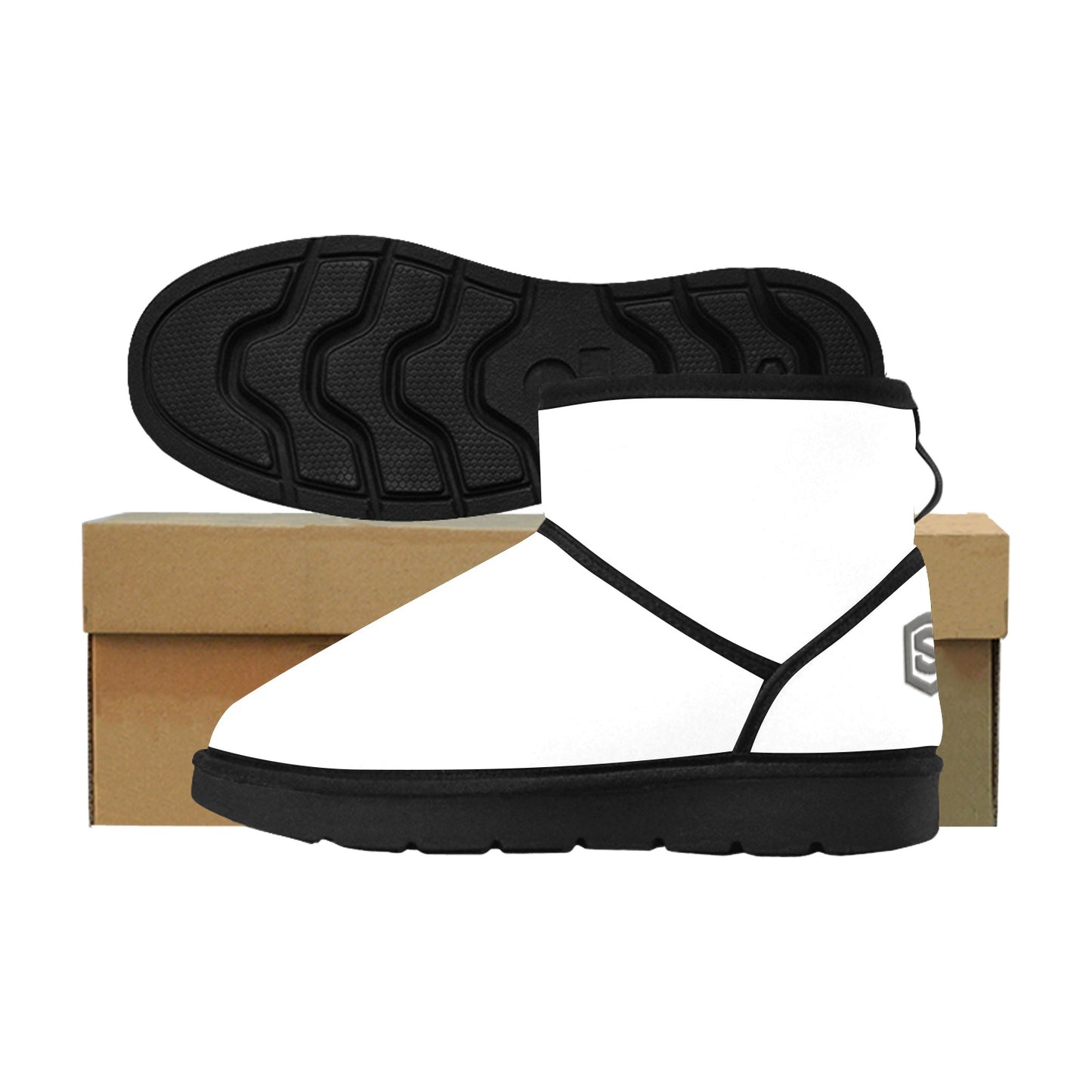 WHITE Low Top Men's Snow Boots WITH GRAY LOGO Low Top Men's Snow Boots (Model 049)