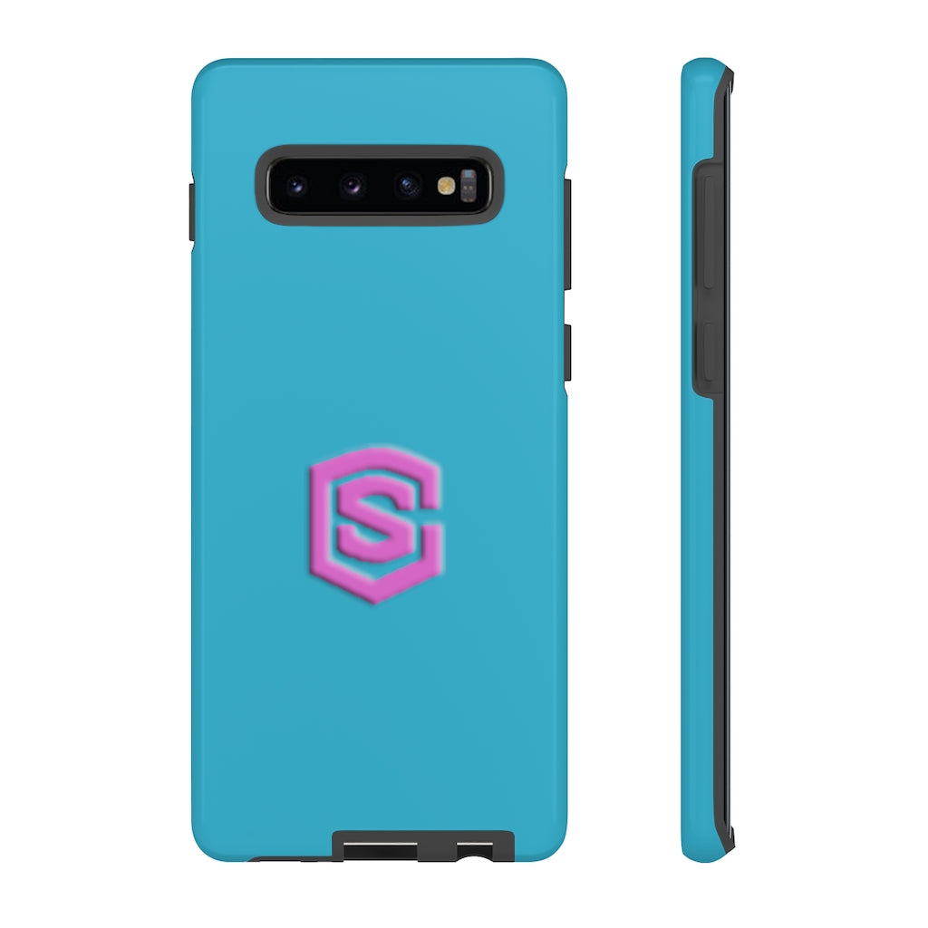 Blue Tough Cases Pink Logo