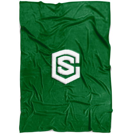 Green Fleece Blanket White Logo