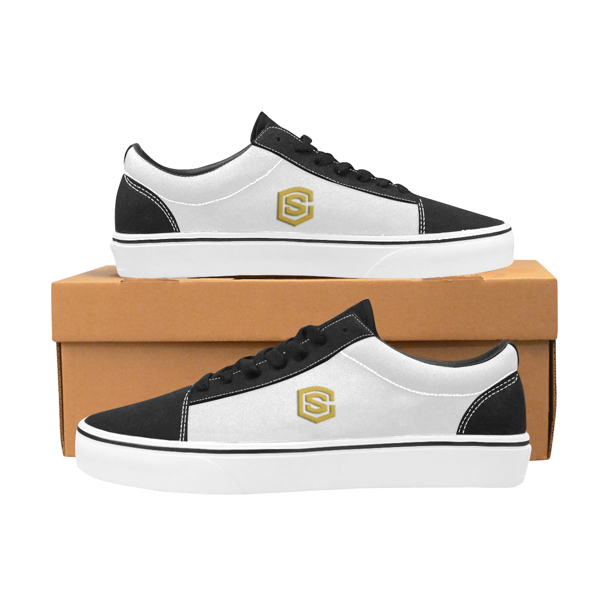 gold logo Men's Low Top Skateboarding Shoes (Model E001-2)