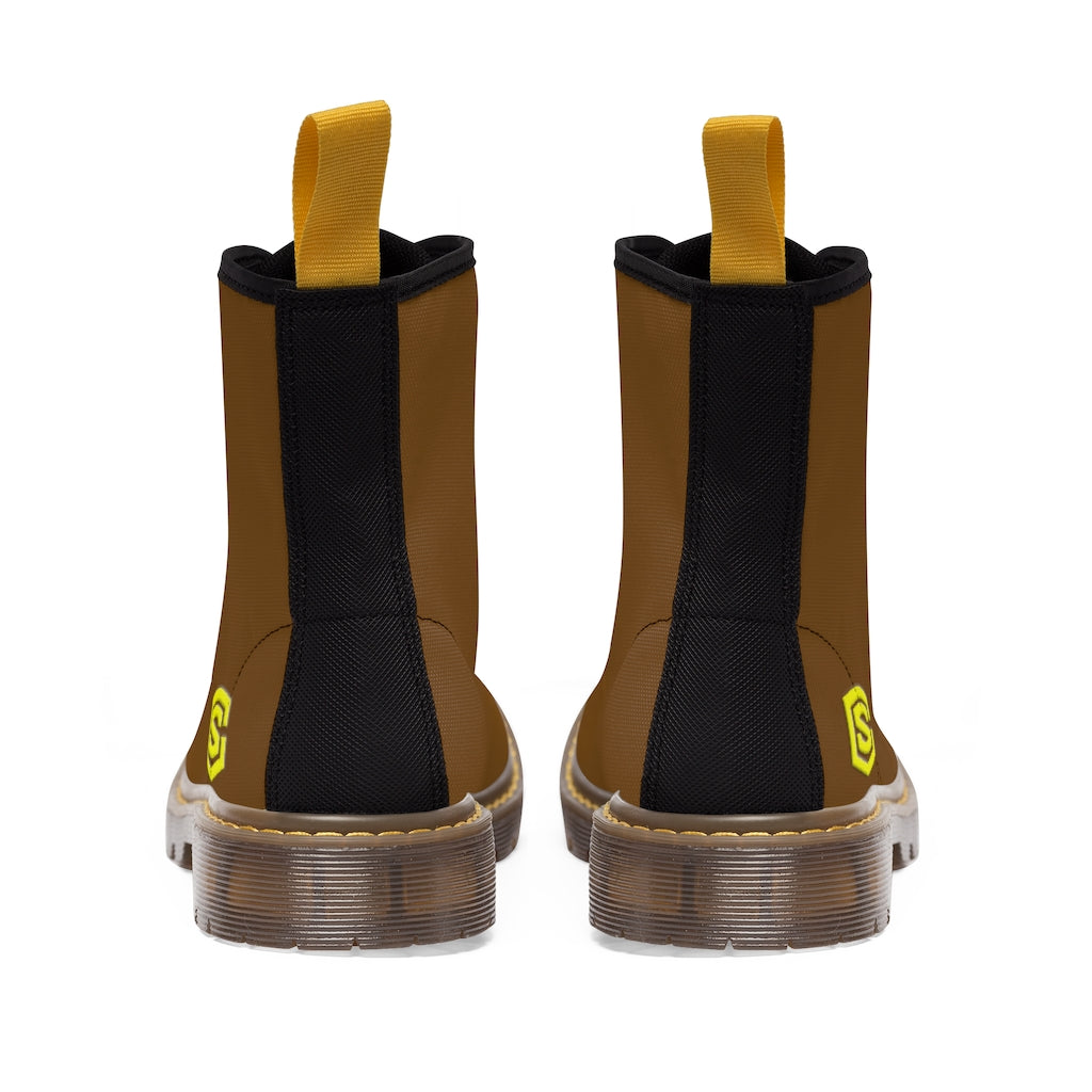 Brown Men's Canvas Boots Yellow Logo